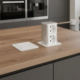 Presa estraibile SQUARE UP FRENCH 2x230V / Bianco opaco