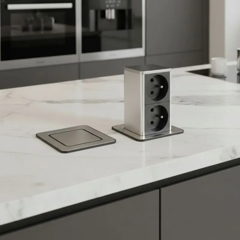 Presa estraibile SQUARE UP FRENCH 2x230V / Acciaio inox