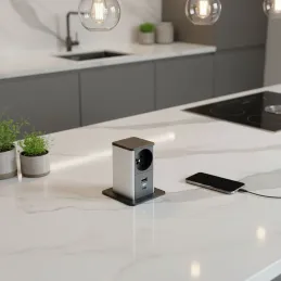 Presa a scomparsa SQUARE UP FRENCH 1x230V + USB A-C / Nero opaco