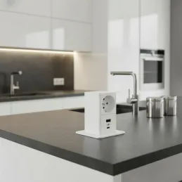Presa estraibile SQUARE UP FRENCH 1x230V + USB A-C / Bianco opaco