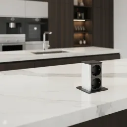 Presa estraibile SQUARE UP SCHUKO 2x230V / Nero opaco