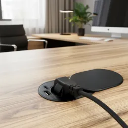 Presa elettrica SLIDE 1x230V + 1xUSB C+A FRENCH / Nero opaco