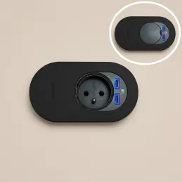 Presa elettrica ORBIT 1x 230V + 2x USB A-C / Nero opaco