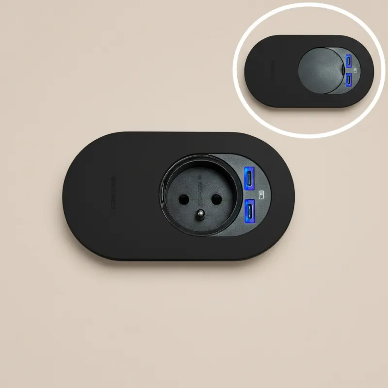 Presa elettrica ORBIT 1x 230V + 2x USB A-C / Nero opaco