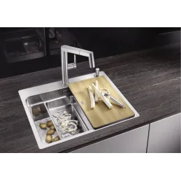 Lavello in acciaio inox Blanco ETAGON 500-IF/A / con guide scorrevoli