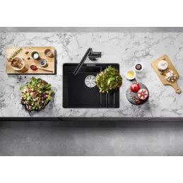 Lavello in gres Blanco ETAGON 500 U / con guide scorrevoli