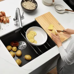 Lavello in gres Blanco ETAGON 500 U / con guide scorrevoli