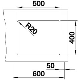 Lavello in gres Blanco ETAGON 500 U / con guide scorrevoli