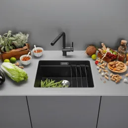 Lavello in gres Blanco ETAGON 500 U / con guide scorrevoli