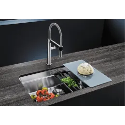 Lavello in acciaio inox Blanco ETAGON 700-U / con guide scorrevoli