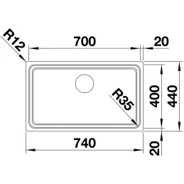 Lavello in acciaio inox Blanco ETAGON 700-U / con guide scorrevoli