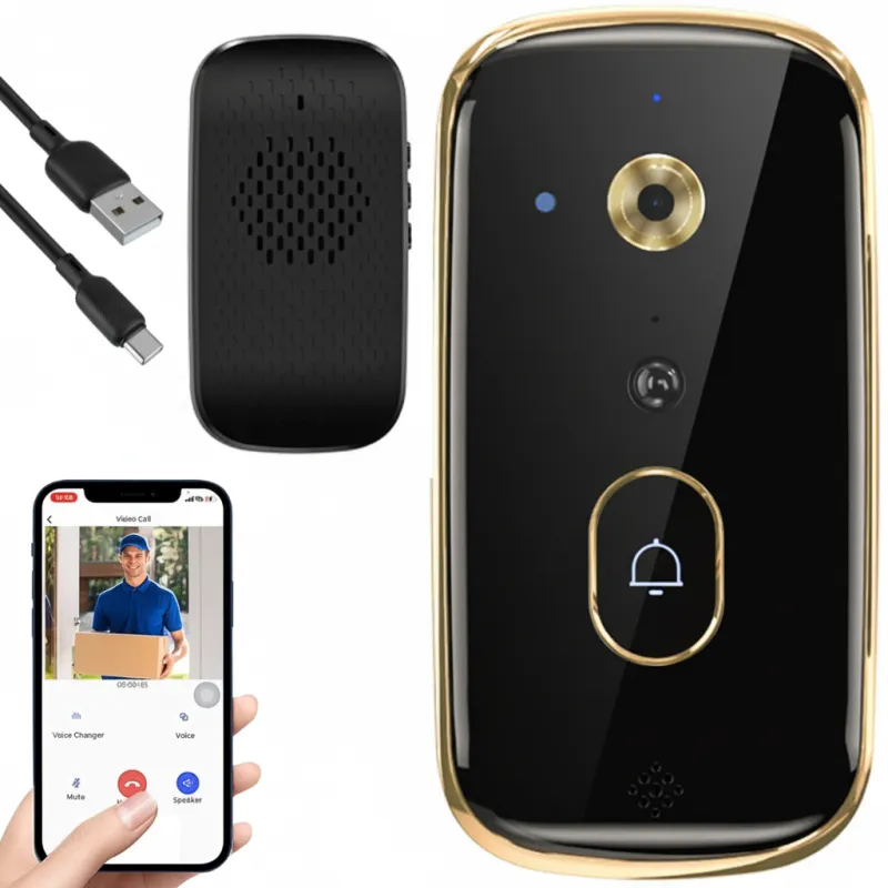 Campanello video wireless con microfono TECHNO / Nero