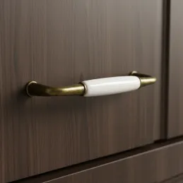Maniglia BLANCA / Ottone anticato - Porcellana bianca