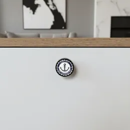 Pomello in legno ARSIA / Nero - motivo ancora