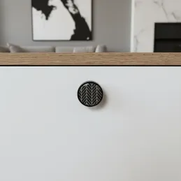 Pomello in legno ARSIA / Nero - motivo abete nero