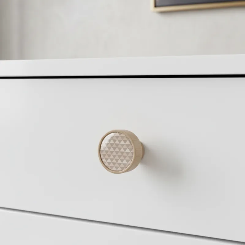 Pomello in legno ARSIA / faggio - triangoli beige