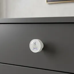 Pomello in legno ARSIA / Bianco – motivo lavanda