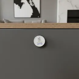 Pomello in legno ARSIA / Bianco – motivo lavanda