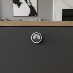 Pomello in legno ARSIA / Bianco – motivo barchetta