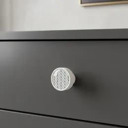 Pomello in legno ARSIA / Bianco - motivo abete bianco