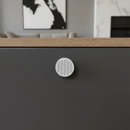 Pomello in legno ARSIA / Bianco - motivo abete bianco