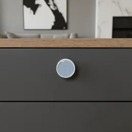 Pomello in legno ARSIA / Bianco - motivo abete blu