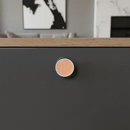 Pomolo in legno ARSIA / Bianco – motivo abete arancione
