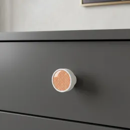 Pomolo in legno ARSIA / Bianco – motivo abete arancione