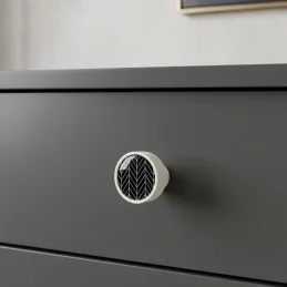 Pomello in legno ARSIA / Bianco - motivo abete nero