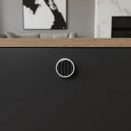 Pomello in legno ARSIA / Bianco - motivo abete nero