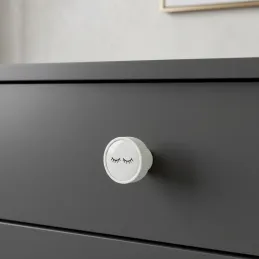 Pomello in legno ARSIA / Bianco - motivo alghe