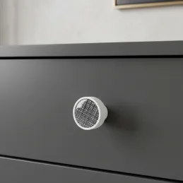 Pomello in legno ARSIA / Bianco – motivo a griglia