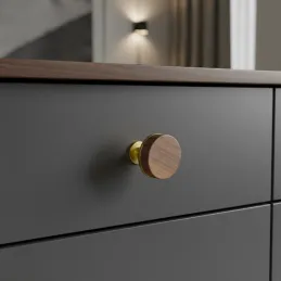 Pomello in legno SOHO / Noce verniciato - oro