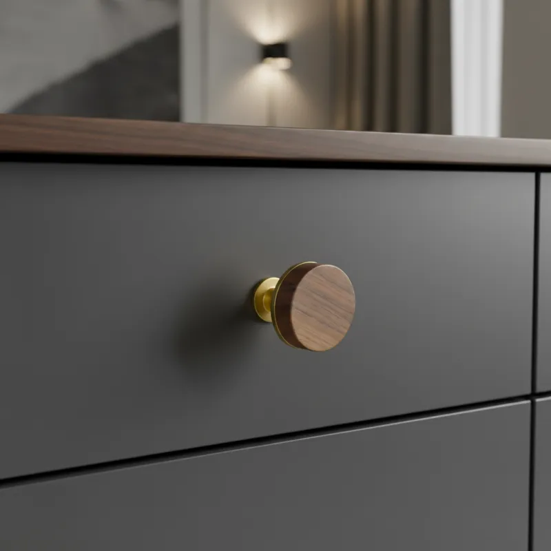 Pomello in legno SOHO / Noce verniciato - oro