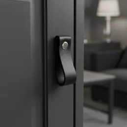 Pomello con maniglia in pelle DOLCE Mini / Nero