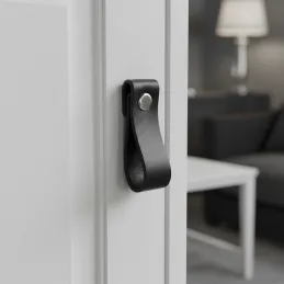 Pomello con maniglia in pelle DOLCE Mini / Nero