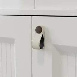 Maniglia a pomello CASE / Pelle bianca