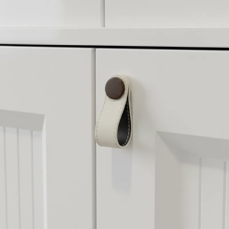 Maniglia a pomello CASE / Pelle bianca