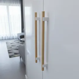 Maniglia in legno LEO / Bianco - faggio naturale