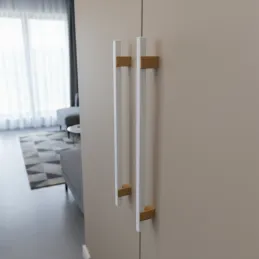 Maniglia in legno LEO / Bianco - rovere naturale