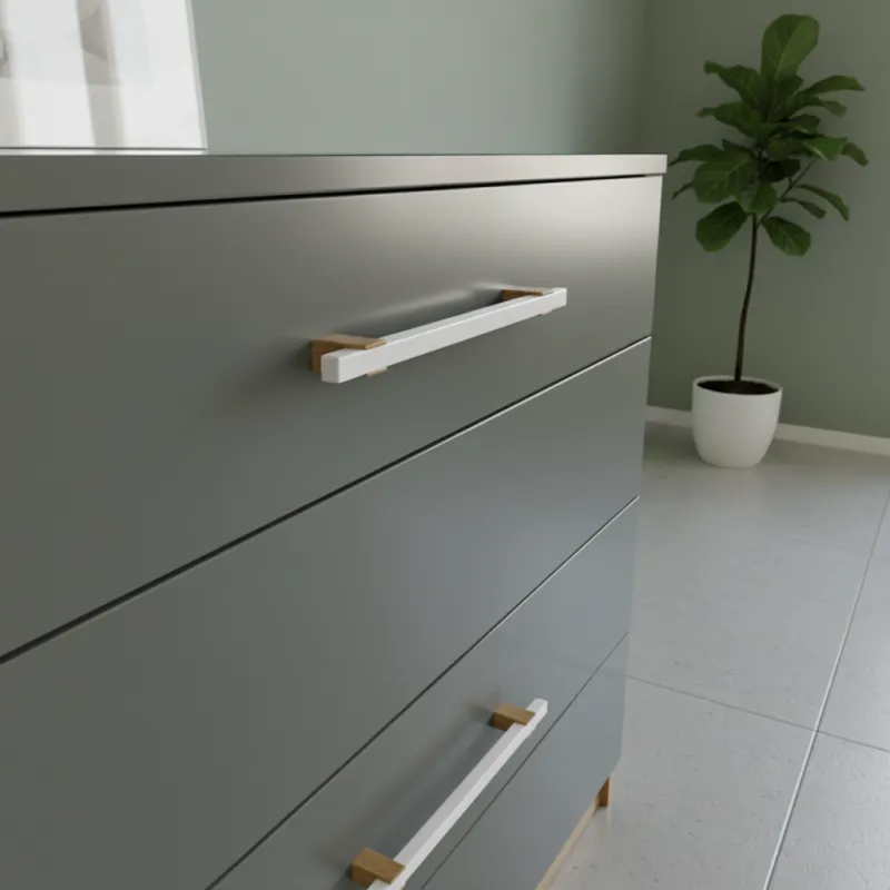 Maniglia in legno LEO / Bianco - rovere naturale