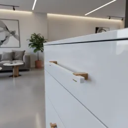 Maniglia in legno LEO / Bianco - rovere naturale
