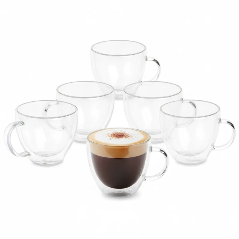 Set di 6 bicchieri termici da caffè VIVALTO da 140 ml / Trasparenti