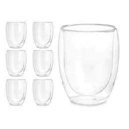 Set di 6 bicchieri termici per caffè e bevande VIVALTO da 246 ml / Trasparenti