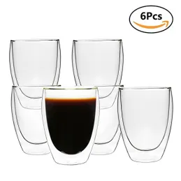 Set di 6 bicchieri termici per caffè e bevande VIVALTO da 246 ml / Trasparenti