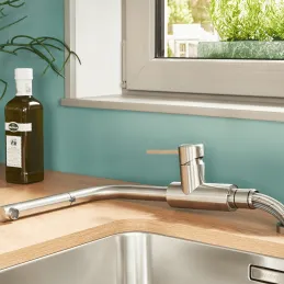 Miscelatore da cucina da posizionare davanti alla finestra Blanco LANORA S-F con doccetta / Acciaio inox lucido