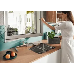 Miscelatore da cucina da posizionare davanti alla finestra Blanco LANORA S-F con doccetta / Acciaio inox lucido