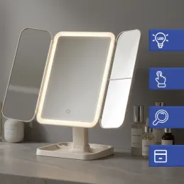 Specchio cosmetico con luce LED e organizer TREND / Crema
