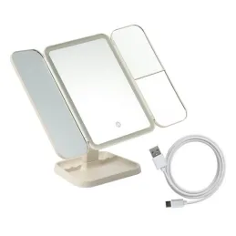 Specchio cosmetico con luce LED e organizer TREND / Crema