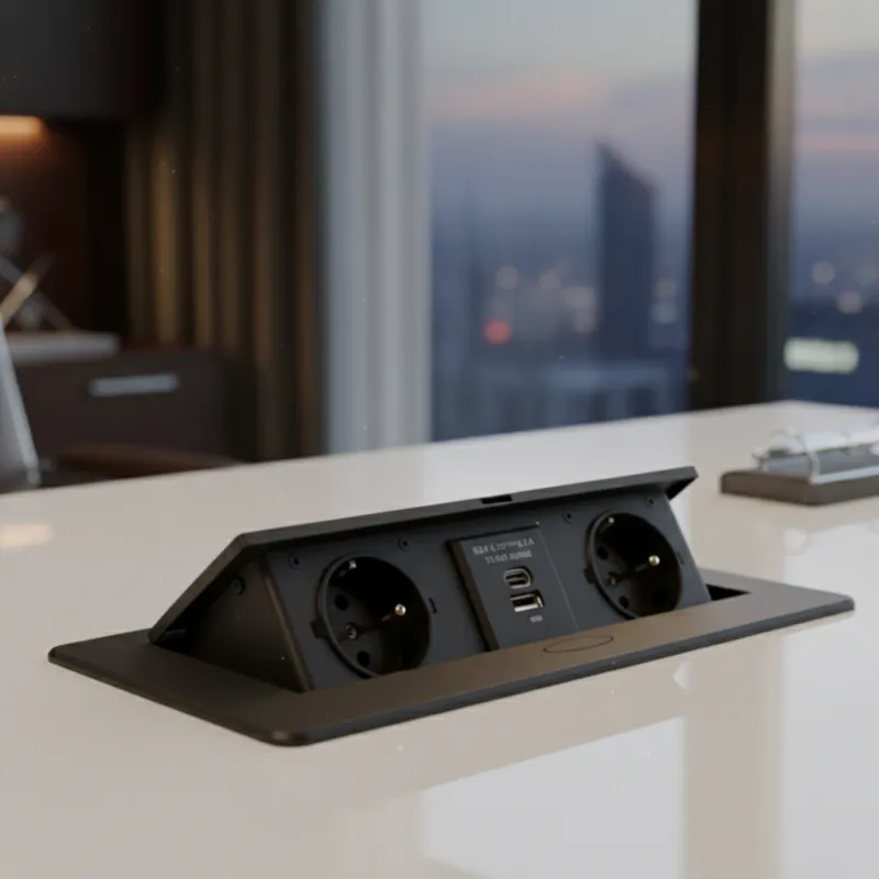 Presa elettrica a scomparsa KOMBI BOX USB A+C / Nera